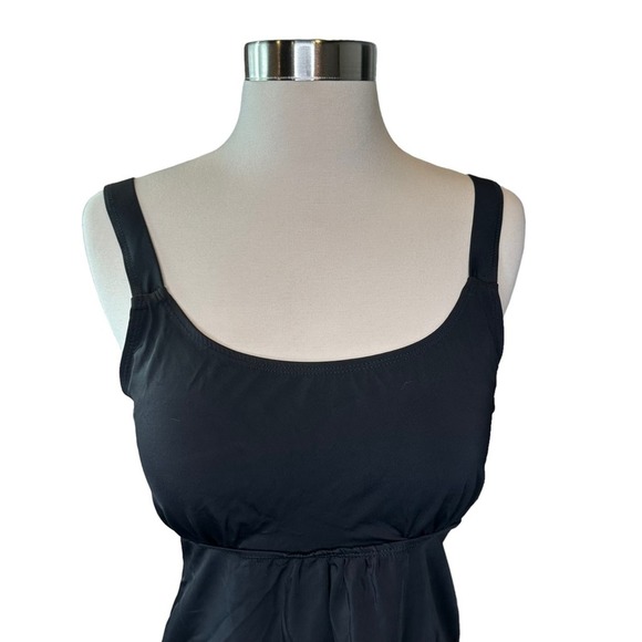 Fullfitall Tankini Swim Top Womens Swimsuit Built in Bra Stretch Black 10 NWT - Picture 2 of 12